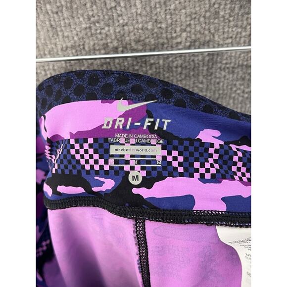 Nike Dri Fit Running Epic Lux Clash Capri Leggings Women Size Medium Purple Camo - Picture 3 of 11